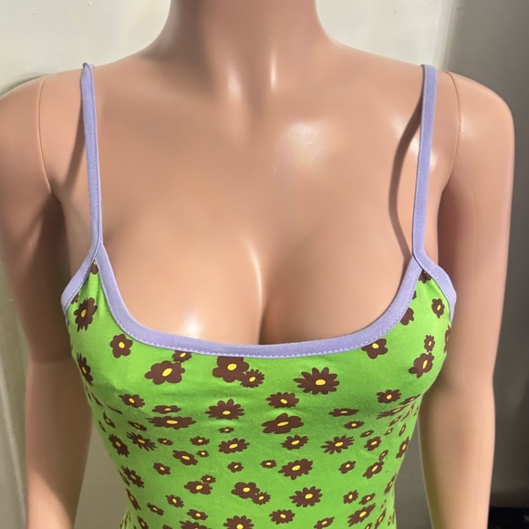 NWT THE RAGGED PRIEST Women’s Green Daisy Print Mini Dress - Picture 6 of 16